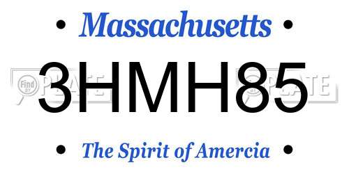 3HMH85 Massachusetts License Plate
