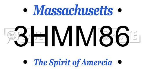 3HMM86 Massachusetts License Plate