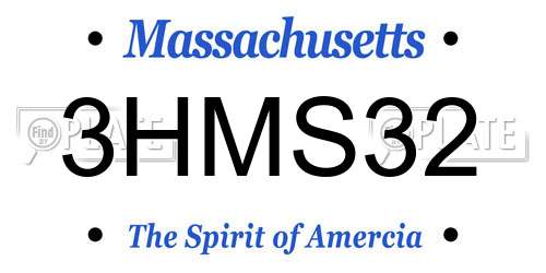 3HMS32 Massachusetts License Plate