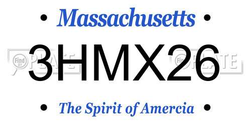 3HMX26 Massachusetts License Plate