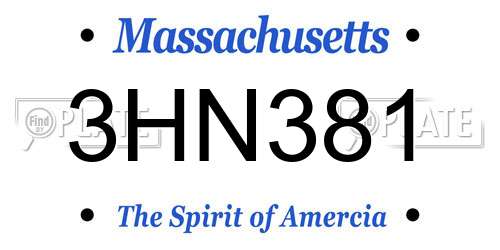 3HN381 Massachusetts License Plate