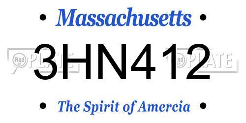 3HN412 Massachusetts License Plate