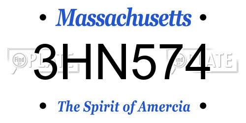 3HN574 Massachusetts License Plate