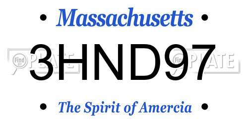 3HND97 Massachusetts License Plate