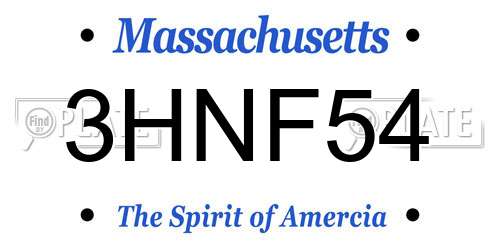 3HNF54 Massachusetts License Plate
