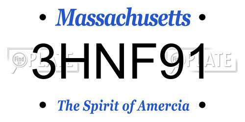 3HNF91 Massachusetts License Plate