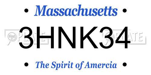 3HNK34 Massachusetts License Plate