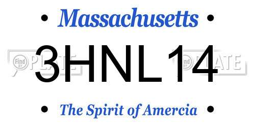 3HNL14 Massachusetts License Plate