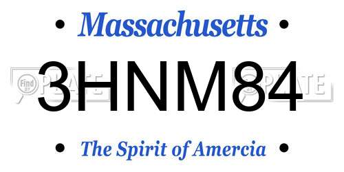 3HNM84 Massachusetts License Plate