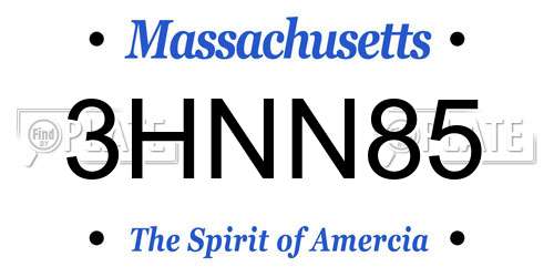 3HNN85 Massachusetts License Plate