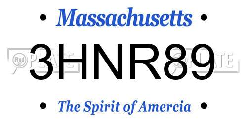 3HNR89 Massachusetts License Plate