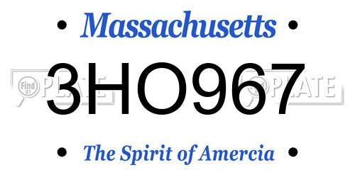3HO967 Massachusetts License Plate