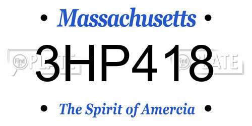 3HP418 Massachusetts License Plate