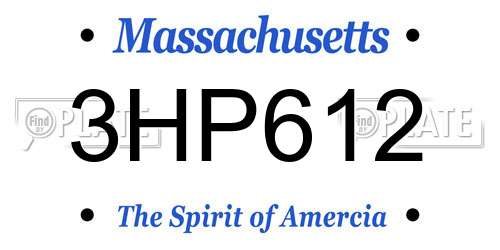 3HP612 Massachusetts License Plate