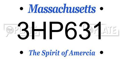 3HP631 Massachusetts License Plate