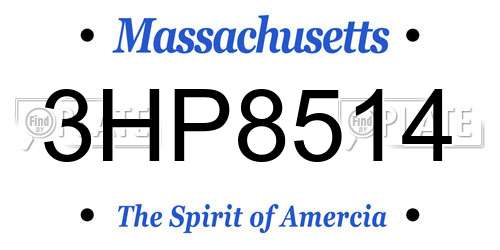 3HP8514 Massachusetts License Plate