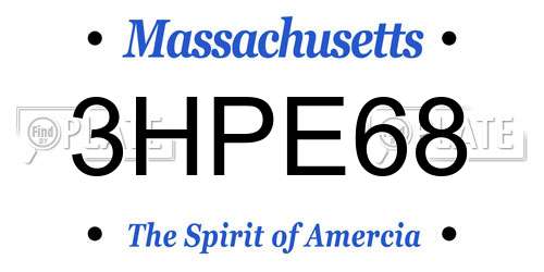 3HPE68 Massachusetts License Plate