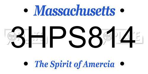 3HPS814 Massachusetts License Plate