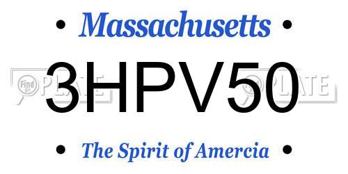 3HPV50 Massachusetts License Plate