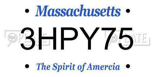 3HPY75 Massachusetts License Plate