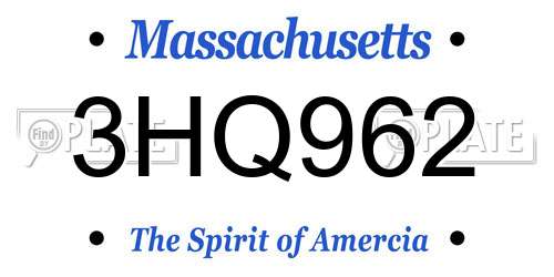 3HQ962 Massachusetts License Plate