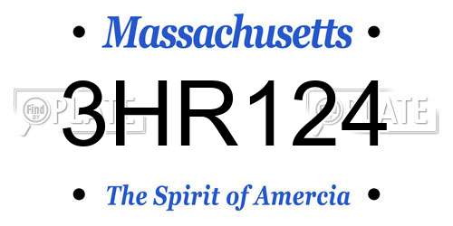3HR124 Massachusetts License Plate