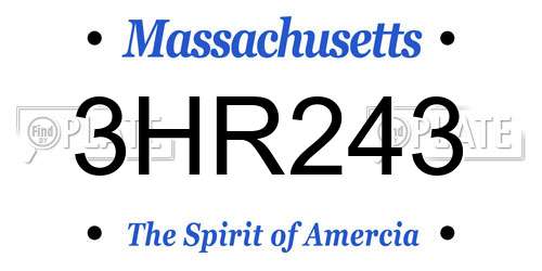 3HR243 Massachusetts License Plate
