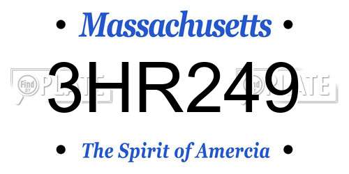 3HR249 Massachusetts License Plate