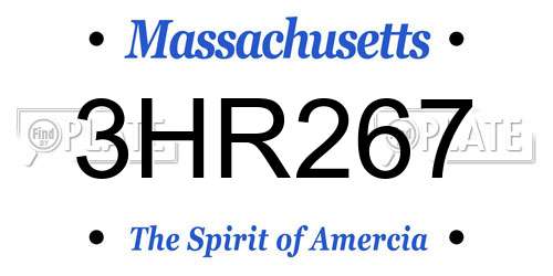 3HR267 Massachusetts License Plate