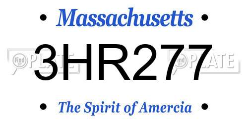 3HR277 Massachusetts License Plate