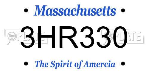 3HR330 Massachusetts License Plate
