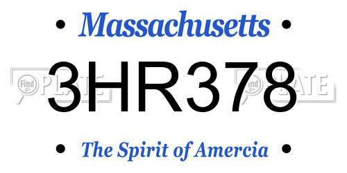3HR378 Massachusetts License Plate