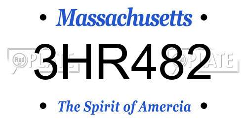 3HR482 Massachusetts License Plate