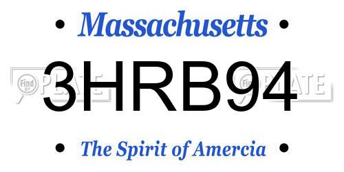 3HRB94 Massachusetts License Plate