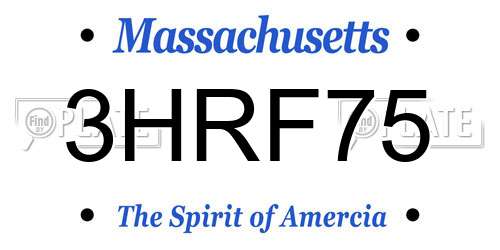 3HRF75 Massachusetts License Plate