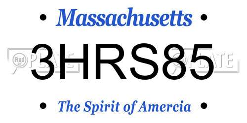 3HRS85 Massachusetts License Plate
