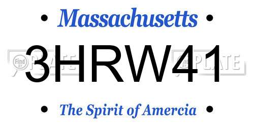 3HRW41 Massachusetts License Plate