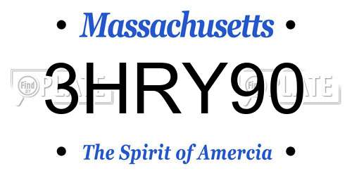 3HRY90 Massachusetts License Plate