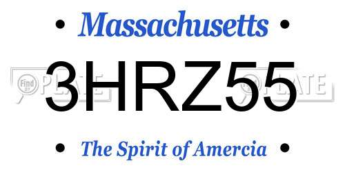 3HRZ55 Massachusetts License Plate