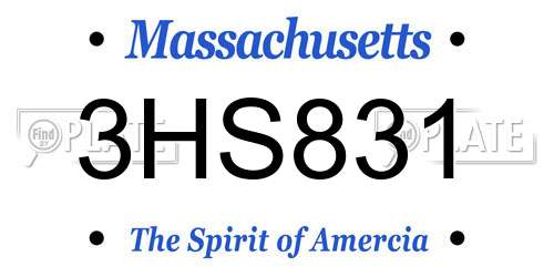 3HS831 Massachusetts License Plate