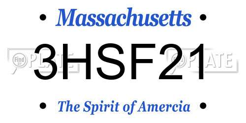 3HSF21 Massachusetts License Plate