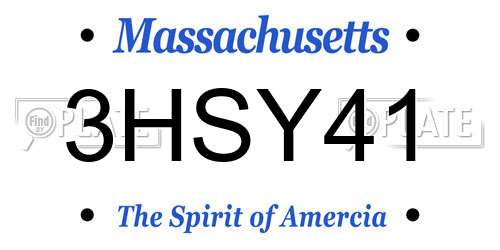 3HSY41 Massachusetts License Plate