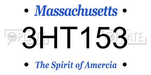 3HT153 Massachusetts License Plate