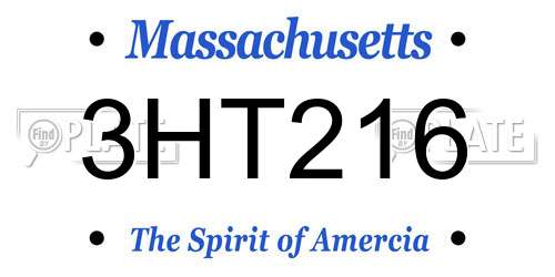 3HT216 Massachusetts License Plate