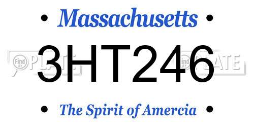 3HT246 Massachusetts License Plate