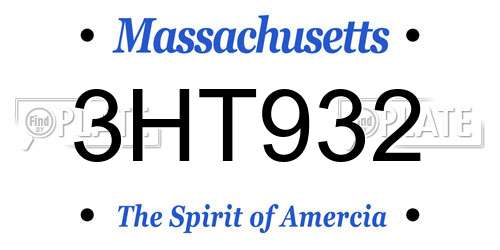 3HT932 Massachusetts License Plate