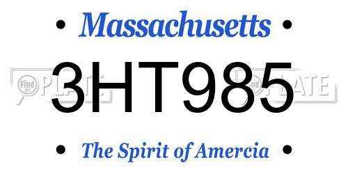 3HT985 Massachusetts License Plate