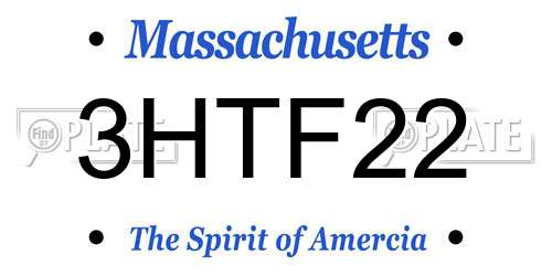 3HTF22 Massachusetts License Plate