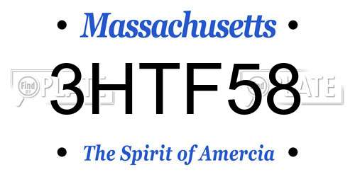 3HTF58 Massachusetts License Plate
