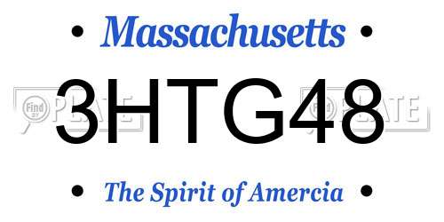 3HTG48 Massachusetts License Plate